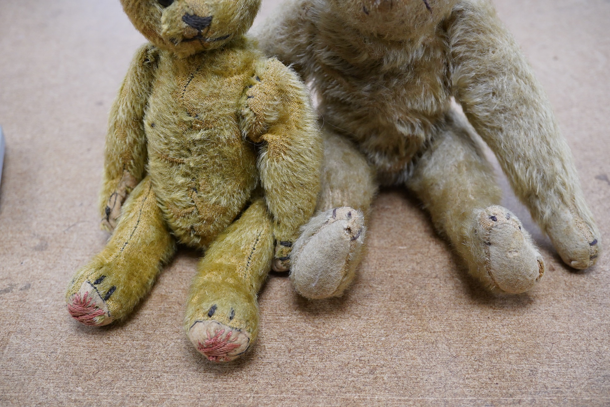 An early 20th century German Teddy bear, perhaps Gebruder Bing, and one other Teddy bear, largest 26cm